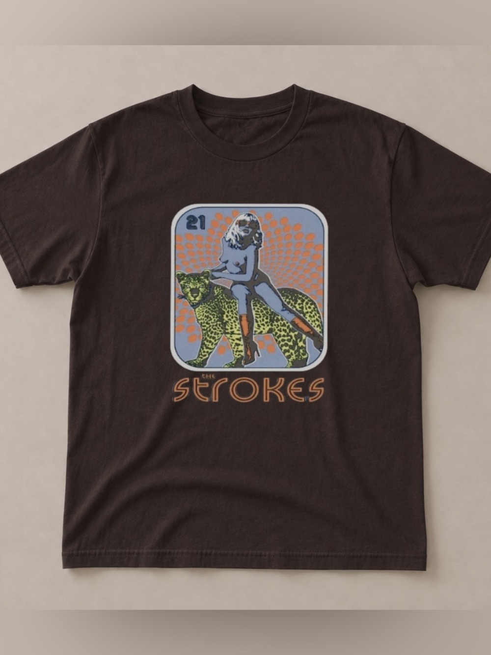 The Strokes Graphic A Girl Riding Leopard Indie Rock T-Shirt